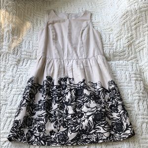 Loft Outlet beige dress with black floral detail